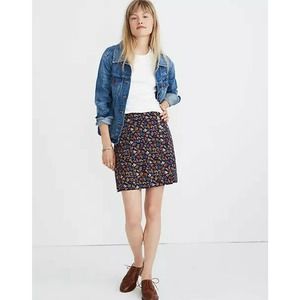 Madewell Mini Skirt Women Size 4 Garden Party Side Button Navy Floral A Line